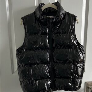 Shiny Black Puffer Vest - ships withon 2 days